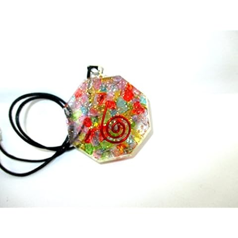 HiJet Colgante de orgón mezcla de chakras ónix orgonita colgante piezoeléctrico EMF protección electromagnética ondas reducción prana fuerza vida energía Navidad A++ Chokurei bobina de cobre, Cristal Cover