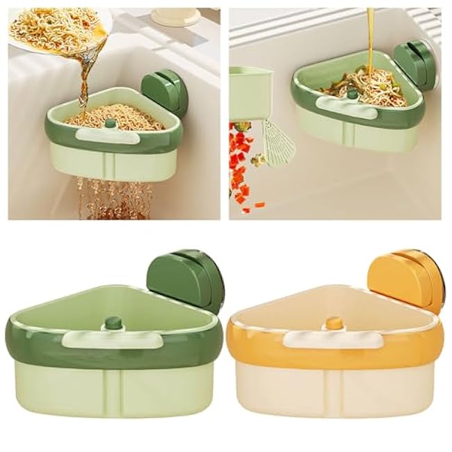 New Upgraded Suction Cup Press Sink Drainer Basket Plastic Sink Storage Rack Holder Triangular Sinks Basket Shelf Dishcloth Sponge Storage Rac For Kitchen Bathroom Dishware (2pack)