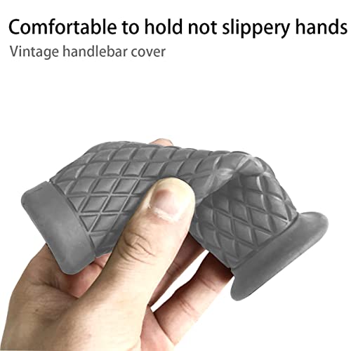 Image of Motorcycle Hand Grips, Non Slip Rubber Bar for 7 /8 inch 22mm /24mm Handles, Vintage Motorbike Thruster Grip, Handlebar for Hand Comfort, Universal for Motocross Scooter Dirt Bike, Open End (Gray)
