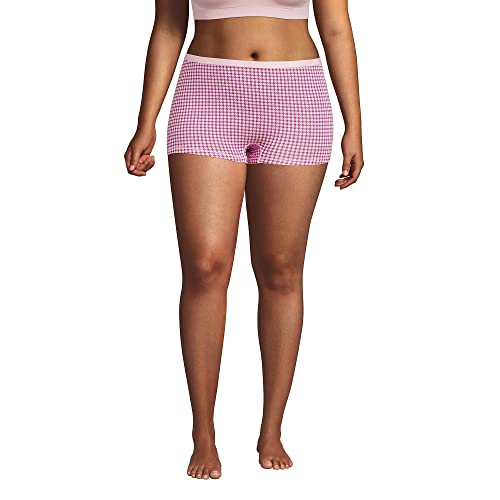 Lands' End Womens Comfort Knit Mr Boyshort Underwear-2 Pk Magenta Berry/Rose Gingham 2Pk Regular Large #TOP25