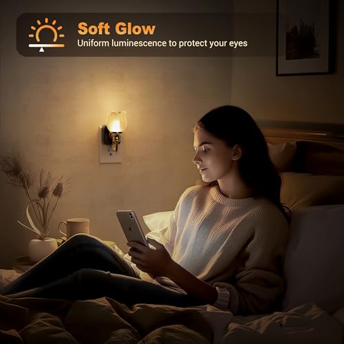 Image of JandCase Night Light, Color Changing Night Lights Plug into Wall RGB | Glass Tulip LED Nightlight, Dimmable Flower Nightlights, Dusk to Dawn Sensor, 180 Rotating Vintage Nite Light for Bathroom