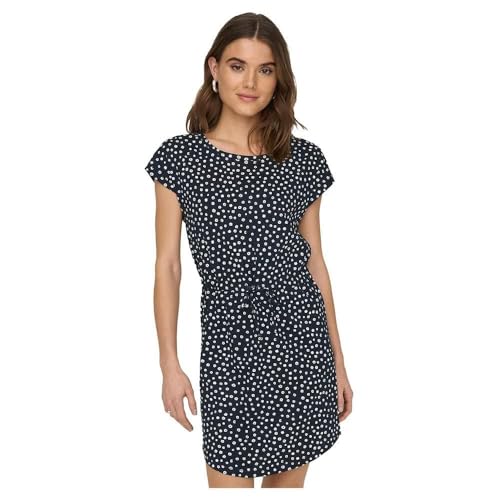 ONLY Damen Onlmay S/S Dress Noos Kleid, Night Sky/AOP:lea Flower, L EU