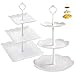 2 Pezzi Alzata in Plastica per Frutta Dolci Torta,Alzata Per Torta a Tre Livelli Supporto per Torta in Plastica Bianca Alzate Portafrutta Cucina,Per Feste Matrimoni Compleanni Tea Party (Bianco)