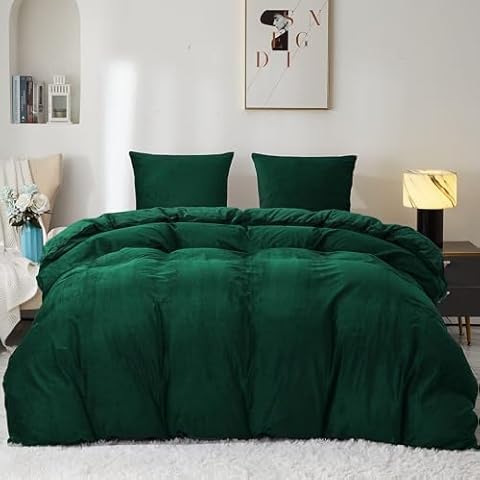 Sedefen Dark Green Velvet Duvet Cover Set Cover