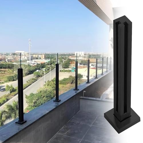 Poteau garde-corps verre 105cm, fixation d'angle robuste pour sécuriser balcon - 2