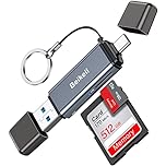 Beikell SD Card Reader, Dual Connector USB C Card Reader USB 3.0 Memory Card Adapter - Supports SD/SDXC/Micro SD/Micro SDXC/SDHC/MMC/RS-MMC/UHS-I, Compatible with MacBook Pro,Air,Galaxy etc.​