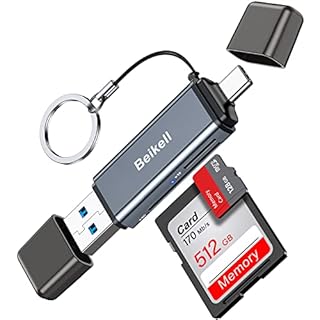 Beikell Lettore di Schede SD, [ Supporto OTG ] Alta Velocità Adattatore USB 3.0 Tipo C Lettori Schede di Memoria con Portachiavi per MMC/Micro SD/TF/SDXC/SDHC/Micro SDHC/Micro SDXC