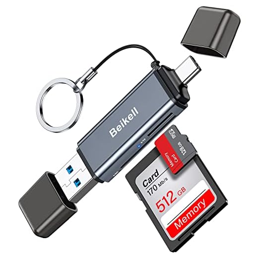 Beikell Lettore di Schede SD, [ Supporto OTG ] Alta Velocità Adattatore USB 3.0 Tipo C Lettori Schede di Memoria con Portachiavi per MMC/Micro SD/TF/SDXC/SDHC/Micro SDHC/Micro SDXC