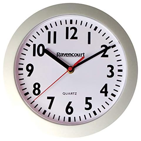 Ravencourt K382W Quartz Wall Clock with shatterproof acrylic lens in white 21cm Cover