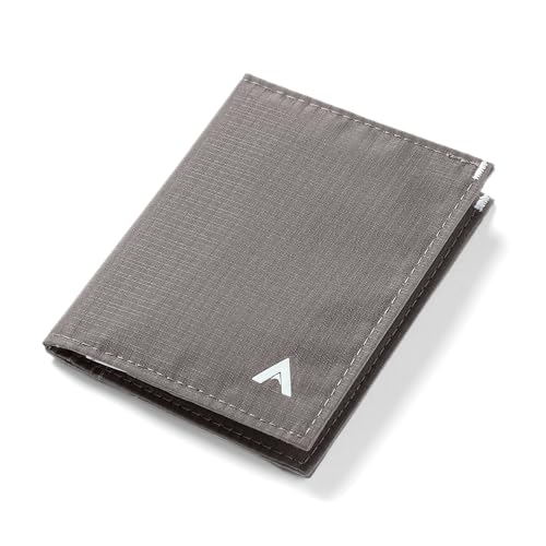 Image of Allett Hybrid Card Wallet, Charcoal Grey | Nylon, RFID Blocking, Vertical Layout | Minimalist, Bifold, Card Holder, Water Resistant, Thin, Front Pocket | Holds 3-10+ Cards, Cash