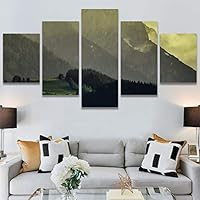 SIGNWIN 5 Panel Canvas Wall Art Modern Art Expressive Farmhouse/Country Landscape Mountain Top Multicolor Photography for Home Decorations Ready to Hang - 60