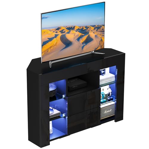 Dripex TV Lowboard Eckschrank Eckkommode mit RGB LED Beleuchtung...