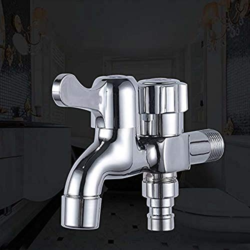 Preisvergleich Produktbild Gartenarmatur Messing Wandhalterung Einzelkaltwaschmaschine Wasserhahn G1 / 2 Doppelausgüsse 2 Griffe Wasserhahn Küche Wäscherei Badezimmer Bibcock Wasserhähne