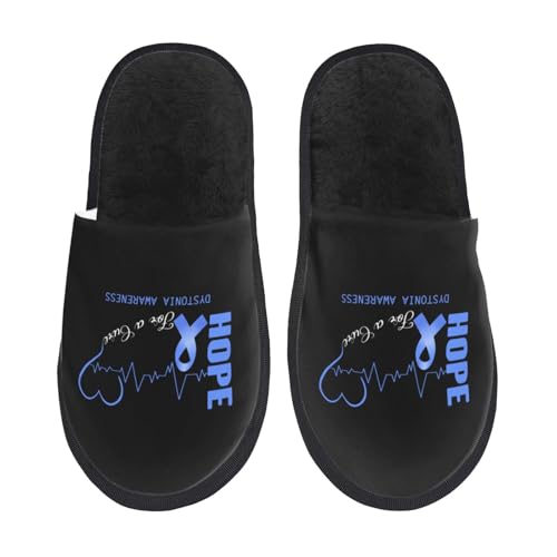 QIZYOQA Hope For A Cure Dystonia Awareness Slippers Cozy Memory Foam House Slippers Fuzzy Slip-On