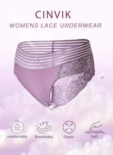 Image of Lace Sexy Undies for Women Stretch Full Coverage Control High Waist Cheeky Top Panties 6 Pack S-4XL