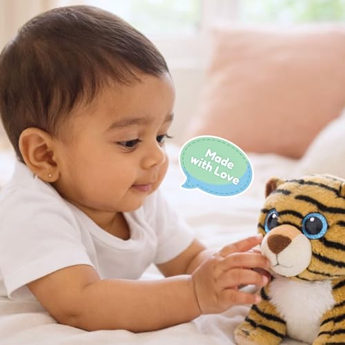 Image of TOYTALES Little Tiger Plush Soft & Cuddly Stuffed Animal Toy for Kids & Babies | Cute Tiger Plush with Sparkly Eyes | Huggable Birthday & Baby Shower Gift 22CM