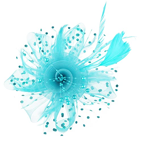 Image of DRESHOW Fascinators Hat Flower Mesh Ribbons Feathers on a Headband and a Clip Tea Party Headwear for Girls and Women