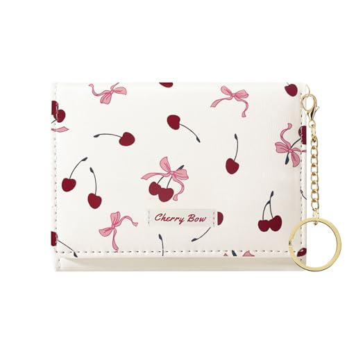 Image of Sunwel Fashion Cute Coquette Bow Wallet with Key-chain for Women Girls | Bow Print Wallet Card Holder ID Window