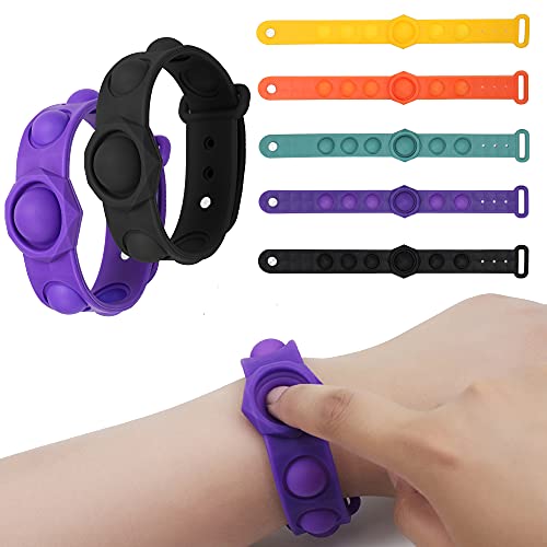 Stress Relief Simple Dimple Fidget Toy, Takegrow Wearable Push Pop Bubble Sensory Fidget Toy, Decompression Bracelet Toys Unzip Toy Wristbands Squeeze Sensory Toys for Kids Adults