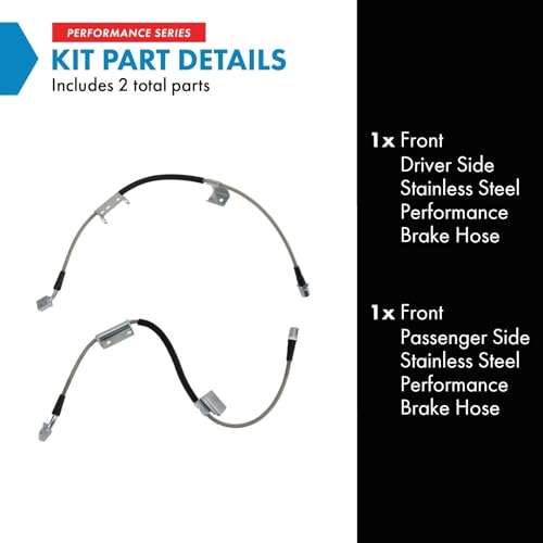Image of TRQ Front Brake Hose Set Compatible with 2003-2009 Chevrolet Express 1500 2003-2005 Express 2500 GMC Savana 1500 Savana 2500