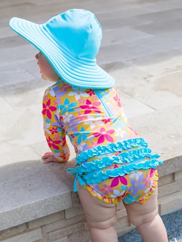 Image of RuffleButts Baby /Toddler Girls UPF 50+ Sun Protective Wide Brim Swimwear Sun Hat