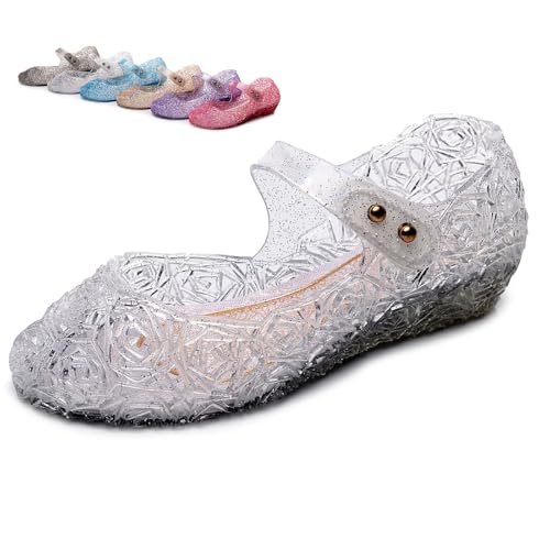 Flat Mary Jane Ball Role Play Shoes,Snow Queen Princess Birthday Sandals,Glitter Sandals for Toddlers,Little Kids
