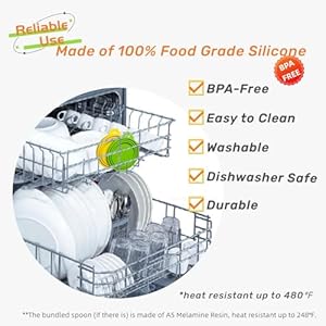   MoPaW-Pet-Food-Can-Cover-Silicone-Lids-for-3-15-oz-Cans-3-Inner-Diameters-26334-Fit-for-Most-Cat-Dog-Food-CansTins-BPA-Free-Reusable-set-of-3-lids1-spoon