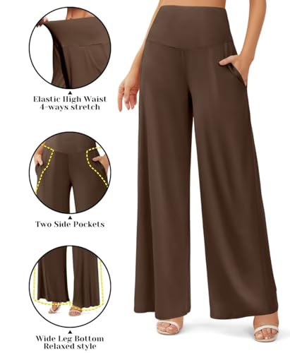 JZC Women's Palazzo Lounge Pants Casual Wide Leg Pants High Waist Flowy Toursers with Pockets
