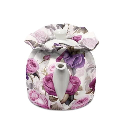 Image of Purple Rose Teapot Cover Keep Warm Teapot Cover Insulated Kettle Cover for Home Kitchen Decor Tea Cozies for Hotel Restaurant Tea Party