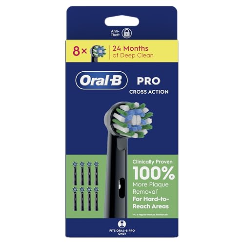 Oral-B Pro Cross Action Lot de 8 têtes de brosse à dents Noir Convient pour boîte aux lettres