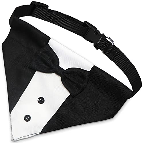 Dog-Tuxedo-Dog-Suit-Dog-Wedding-Bandana-Collar-with-Bow-Tie-Adjustable-Dog-Tux-Formal-Dog-Costumes-Engagement-Birthday-Tuxedo-for-Small-Medium-Large-Dogs-Pets-Large-Neck-15-25 Dog Tuxedo Dog Suit Dog Wedding Bandana Collar with Bow Tie Adjustable Dog Tux Formal Dog Costumes Engagement Birthday Tuxedo for Small Medium Large Dogs Pets Large Neck 15 25