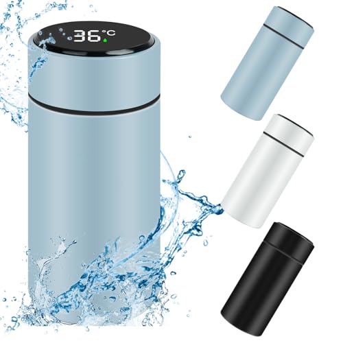 Flintronic 200 ML Mini Thermal Flask, Stainless Steel Insulated Water Bottle, LED Temperature Display Smart Water Cup, Stainless Steel Vacuum Drink Flasksfor for Hot & Cold Drinks, Blue