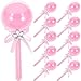 12pcs Rattle Acrylic Candy Boxes Fillable Lollipop Candy Box with Ribbon Plastic Candy Container Shower Favors for Gender Reveal Party Pink