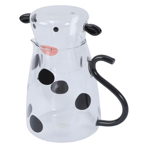 牛乳ピッチャーガラス水カラフェカップ付き高ホウケイ酸塩ベッドサイドダイニングテーブル装飾牛型ガラス水ピッチャー