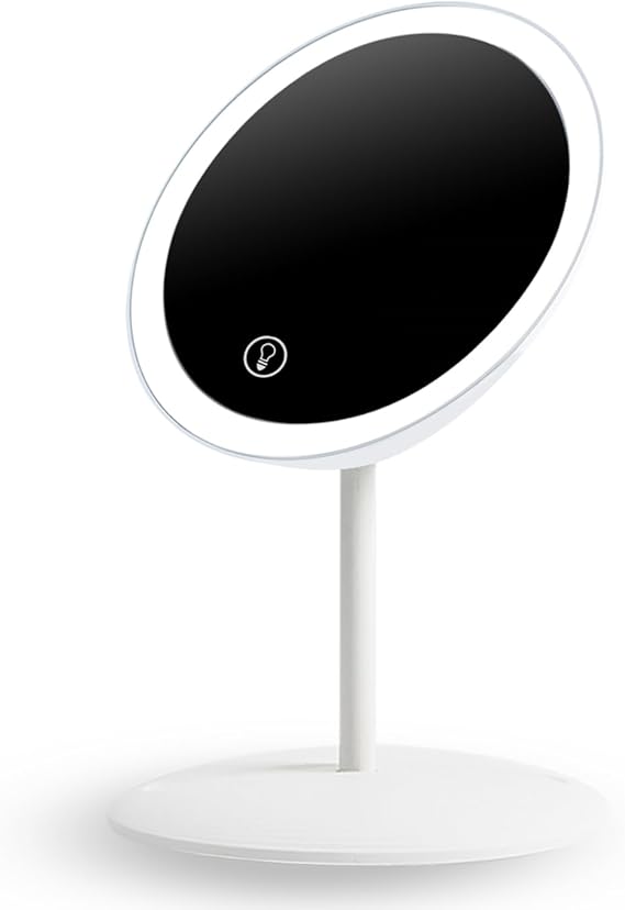 Compact Vanity Mirror with Lights for Makeup Desk, Foldable