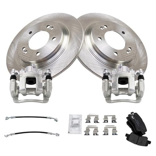 Image of TRQ Rear Brake Pad and Rotor Set Ceramic Rotors Calipers Compatible with 2014 Kia Optima