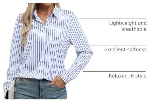 Image of Soft Wrinkle-Free Button Down Stretch Shirts for Women, Breathable Moisture-Wicking Casual Work Dress Tops