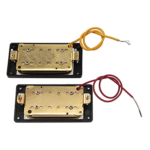 2Pcs Yootones Electric Guitar Pickups Double Coil Compatible with Squier Les Paul Electric Guitar Humbucker Set Parts(Black/Yellow)