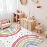 STARUIA Washable Rainbow Rug for Girls Bedroom, Large Area Rug 5x7 Colorful Rug for Nursery Kids Room, Soft Non-Slip Carpet Kids Rug for Classroom Playroom Tent Castle Dorm - Image 2