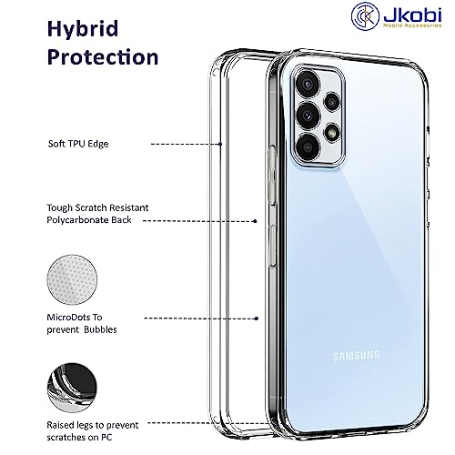 Image of Jkobi Back Cover for Samsung Galaxy A23 (Silicone Clear Shockproof Case with Camera Protection | Soft and Flexible | Transparent)