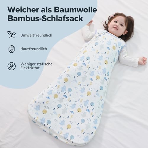 ToyaTec Baby Schlafsack 2,5 Tog Kuschelweich aus Bambusviskose | Baby Schlafsack aus Bambusfaser | Herbst & Winter Schlafdecke(Bären,L) – Ansicht 3