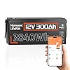 HumsiENK 12V 300Ah LiFePO4 Lithium Battery with Bluetooth, Built-in 200A BMS, Low-Temp Protection, 3840Wh Energy, 15000+Deep Cycles, for Trolling Motor, RV, Solar System, Off-Grid, Home Backup