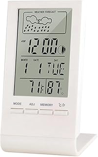 ZSEDP Digital LCD Indoor Thermometer Hygrometer Alarm Clock Calendar Weather Station Desk Clock Temperature Humidity Meter Barometer (Color : OneColor)