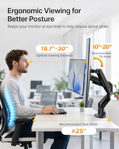 Support double moniteur anti-douleurs cervicales bras mécanique robuste réglable monTEK - 3