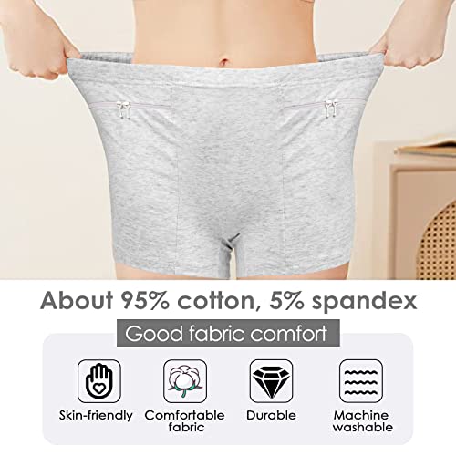 Anlinkshine Women's Underwear With Secret Pockets Panties, 2 Packs Travel Boxers With Secret Pocket, Money Belt For Travel Women Hidden (Gray) - M Size #TOP1