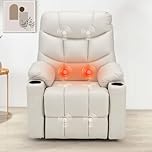 YODOLLA Power Lift Recliner Chair for Elderly with Massage and Heat, Electric Lift Lounge Recliner Chair with Side Pockets, USB Port, Cup Holders for Living Room, Cream Beige