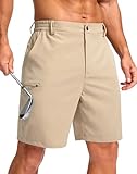 G Gradual Men's Casual Shorts 7" Lightweight 4 Pockets Stretch Quick-Dry Summer Shorts for Golf Work Hiking Trips (7", Light Khaki, L)