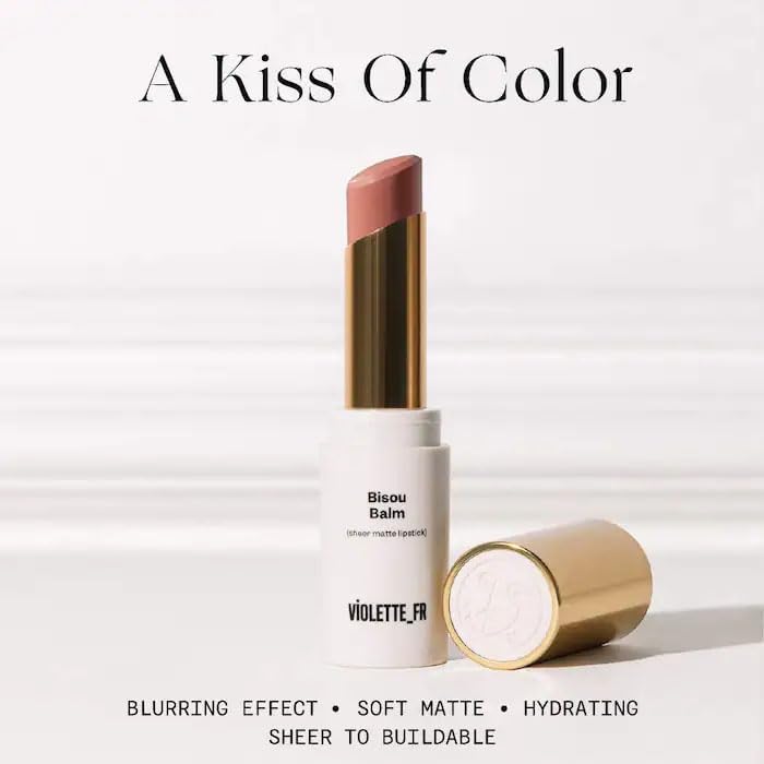 VIOLETE - Balm Sheer Matte Lipstick - Hydrating, Buildable Sheer Color with Soft Matte Finish, Comfortable Wear, Vegan & Cruelty-Free - Color: Calisson - (Neutral Beige)