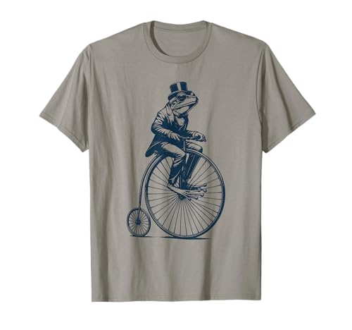 Noble Frog on a Vintage High Wheel Bicycle T-Shirt