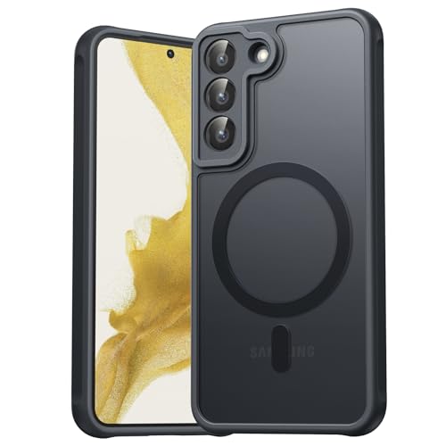 EASDNB für Samsung Galaxy S22 Hülle für Magsafe mit Kameraschutz Magnetisch Handyhülle für Samsung S22 Hülle Stoßfeste Kratzfeste Durchscheinende Schutzhülle für Galaxy S22 Case Schwarz